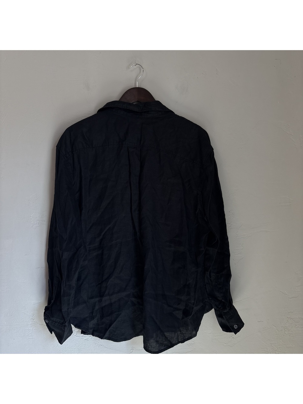 GAP 100% Linen Button Down Shirt Womens Large Black Long Sleeve Boyfriend Fit - Picture 4 of 4